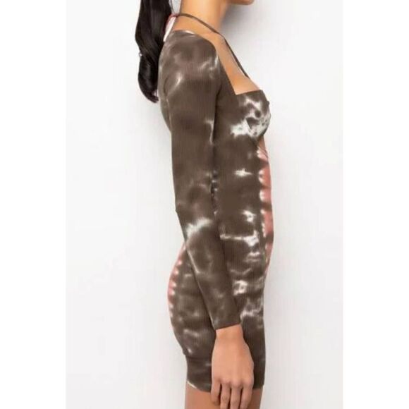 NWT~Akira What She Wants Tie Dye Mini Dress~Neutral Colors Sz L - Picture 6 of 8